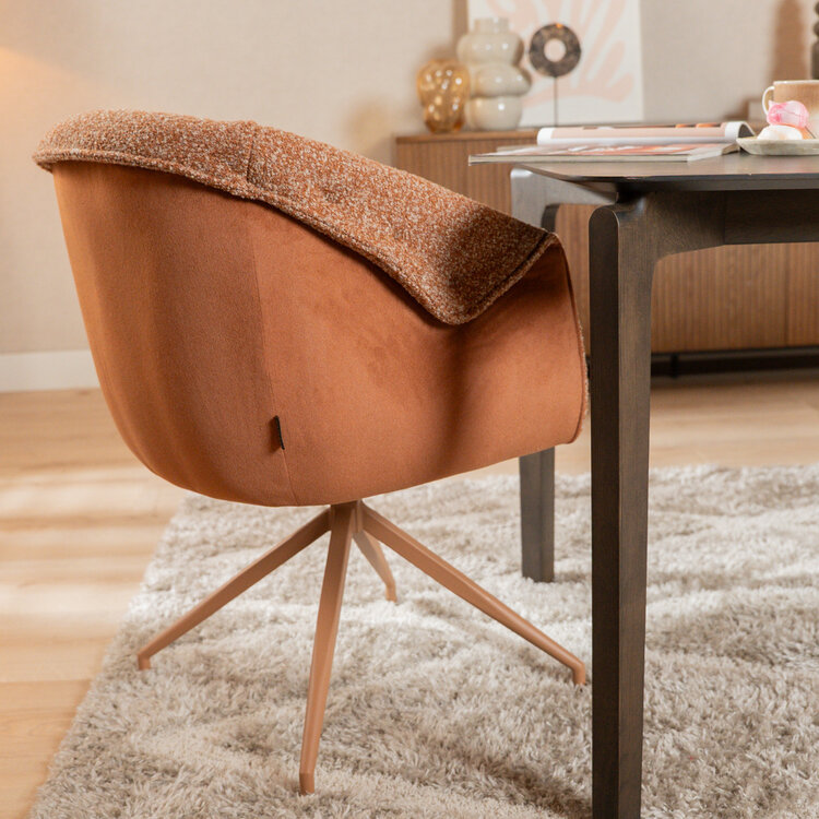 Esszimmerstuhl Riley drehbar Bouclé terrakotta