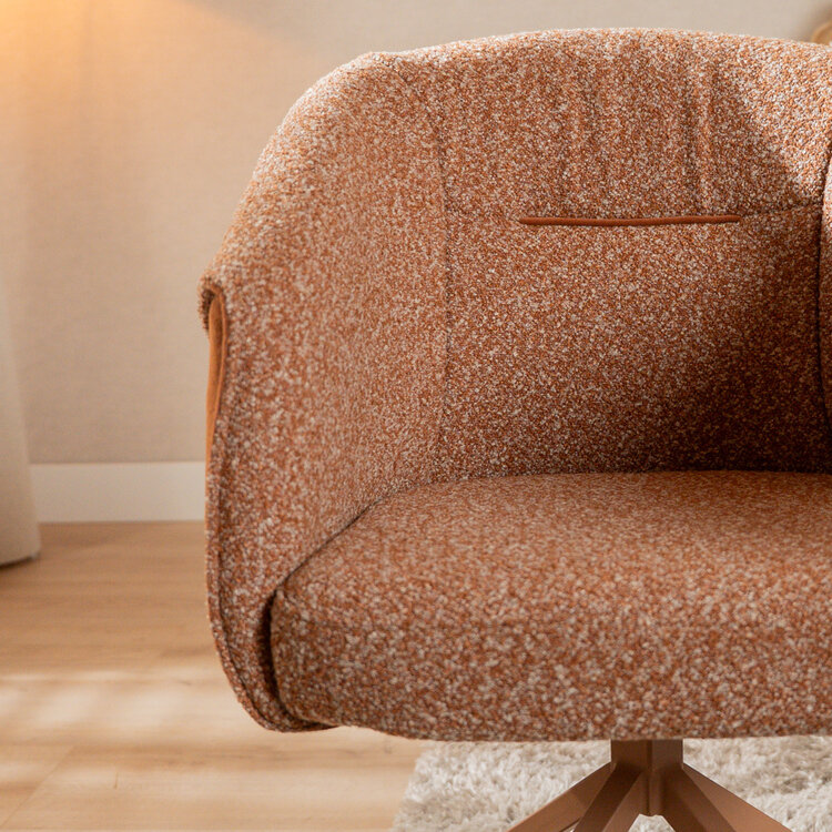 Esszimmerstuhl Riley drehbar Bouclé terrakotta