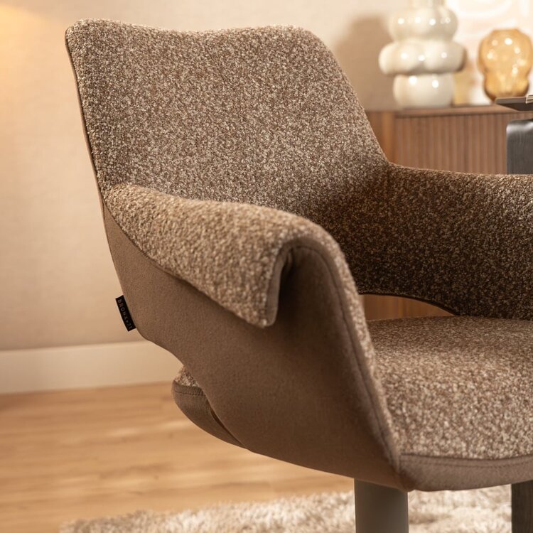 Esszimmerstuhl Jules drehbar Bouclé braun