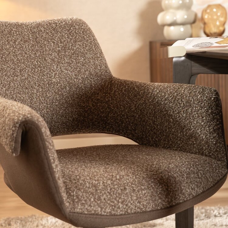 Esszimmerstuhl Jules drehbar Bouclé braun