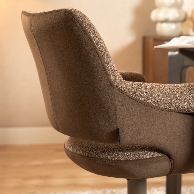 Esszimmerstuhl Jules drehbar Bouclé braun