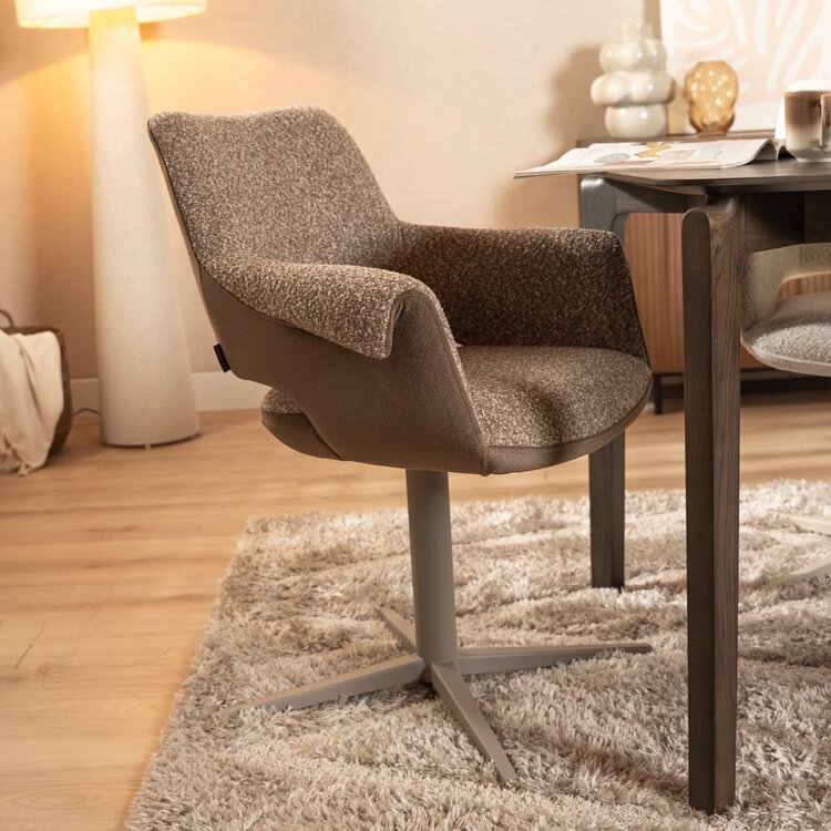 Esszimmerstuhl Jules drehbar Bouclé braun