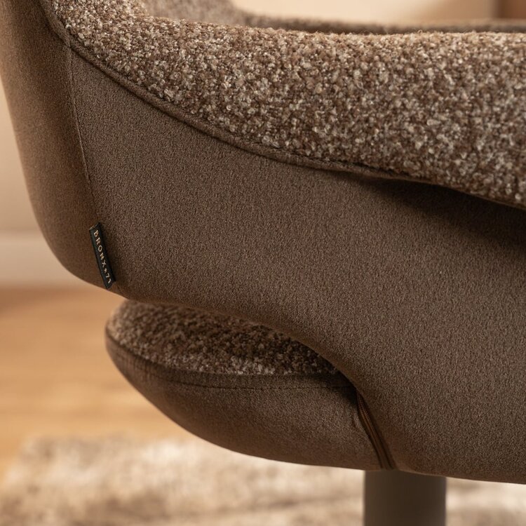 Esszimmerstuhl Jules drehbar Bouclé braun
