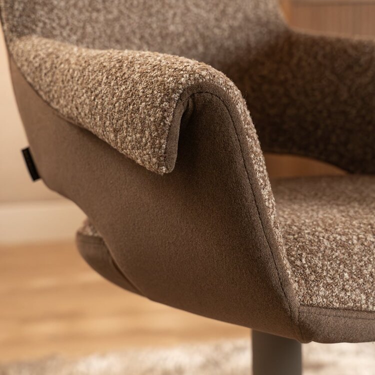 Esszimmerstuhl Jules drehbar Bouclé braun