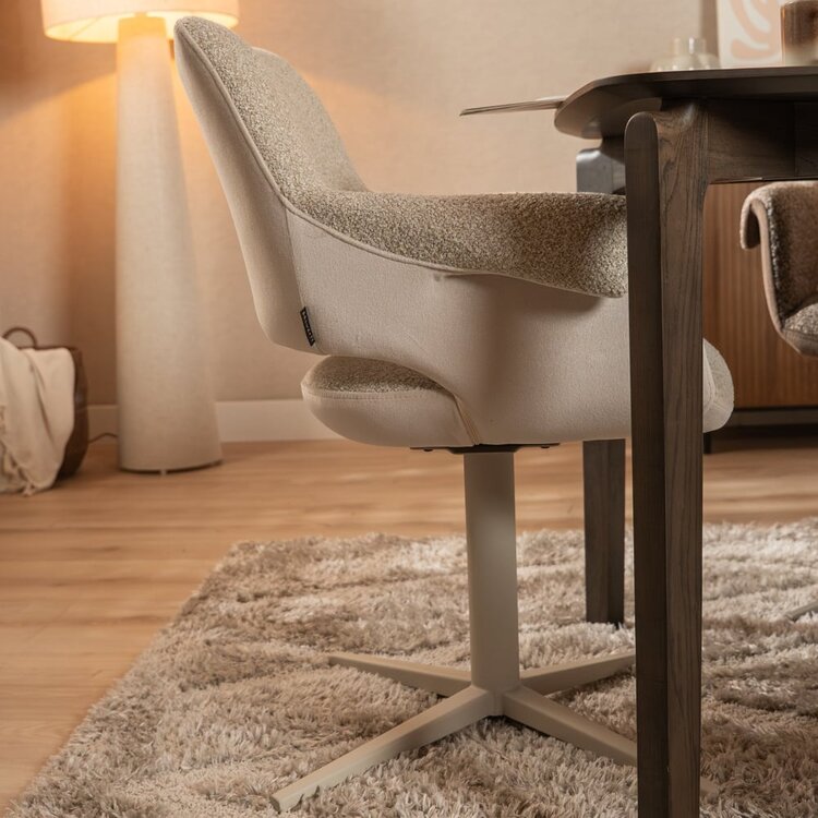 Esszimmerstuhl Jules drehbar Bouclé taupe
