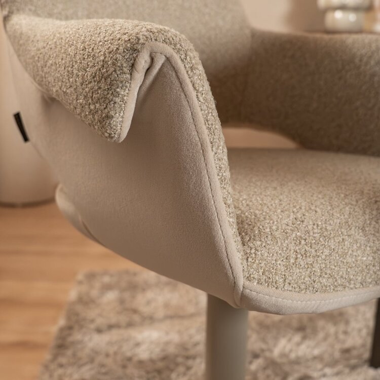 Esszimmerstuhl Jules drehbar Bouclé taupe