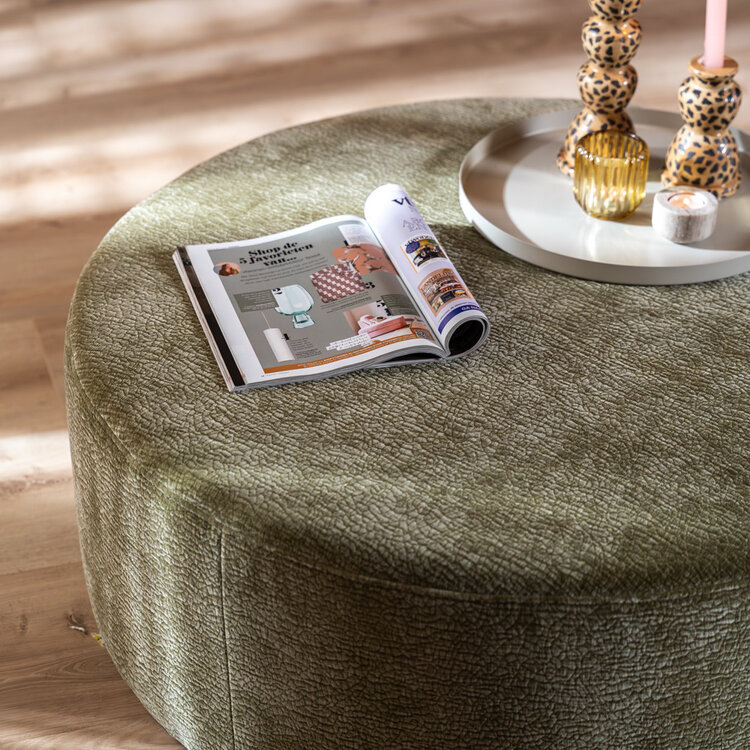 Hocker Chloe rund Chenille grün ø100 cm