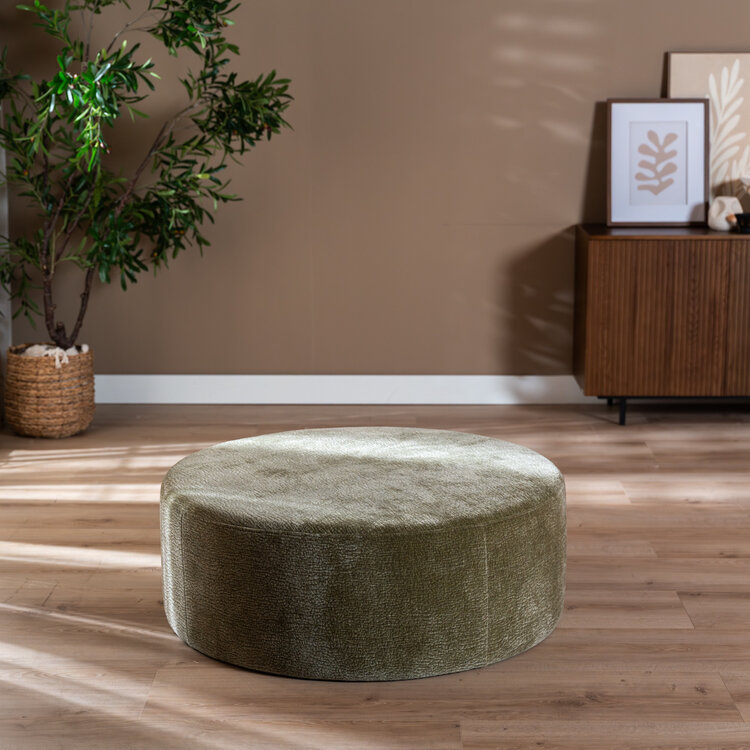 Hocker Chloe rund Chenille grün ø100 cm