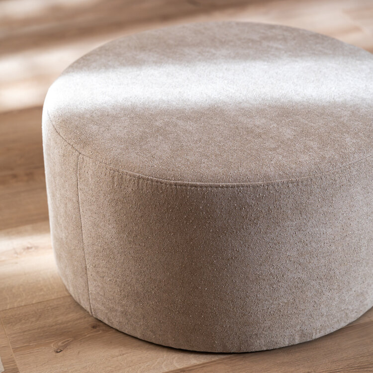 Hocker Blair rund Chenille beige ø70 cm