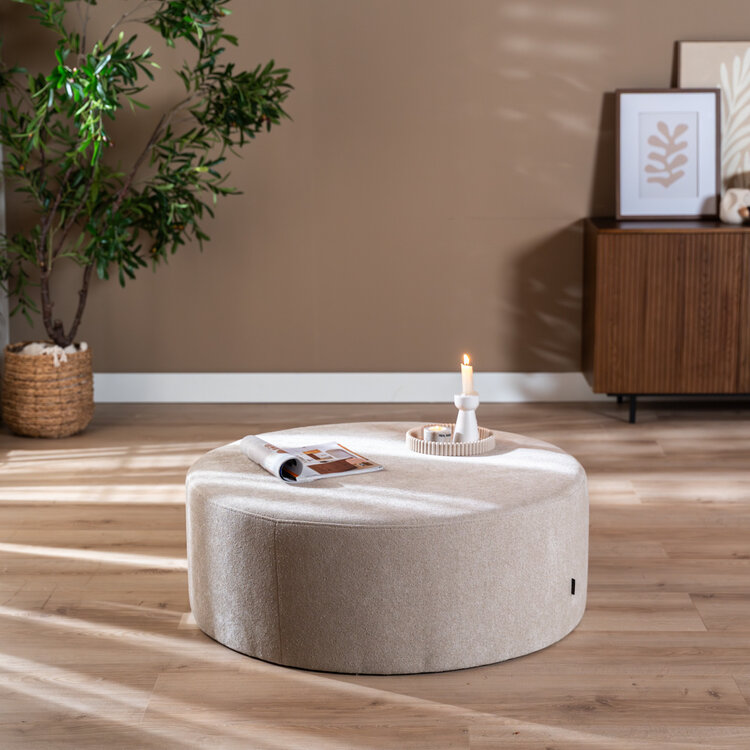 Hocker Blair rund Chenille beige ø100 cm