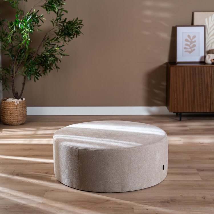 Hocker Blair rund Chenille beige ø100 cm