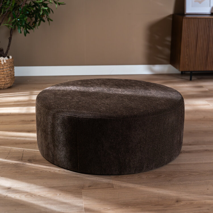 Hocker Blair rund Chenille braun ø100 cm