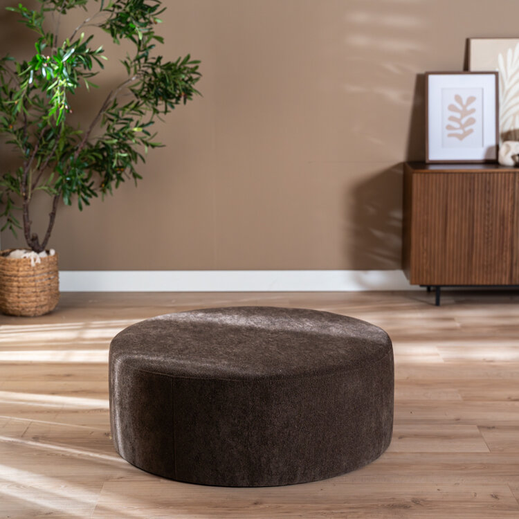 Hocker Blair rund Chenille braun ø100 cm