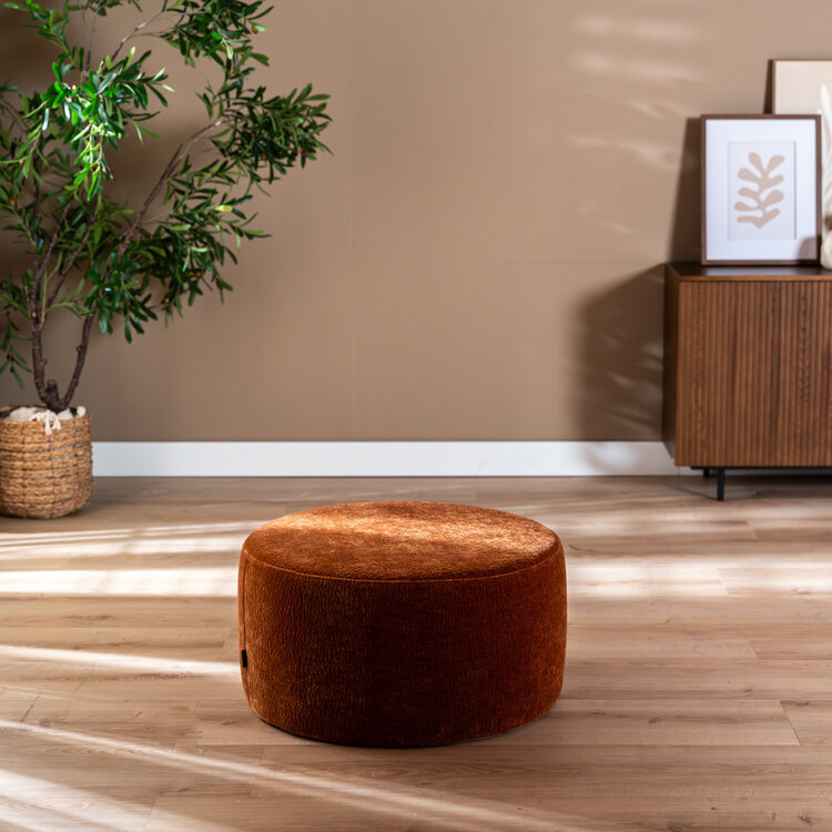 Hocker Chloe rund Chenille terrakotta ø70 cm