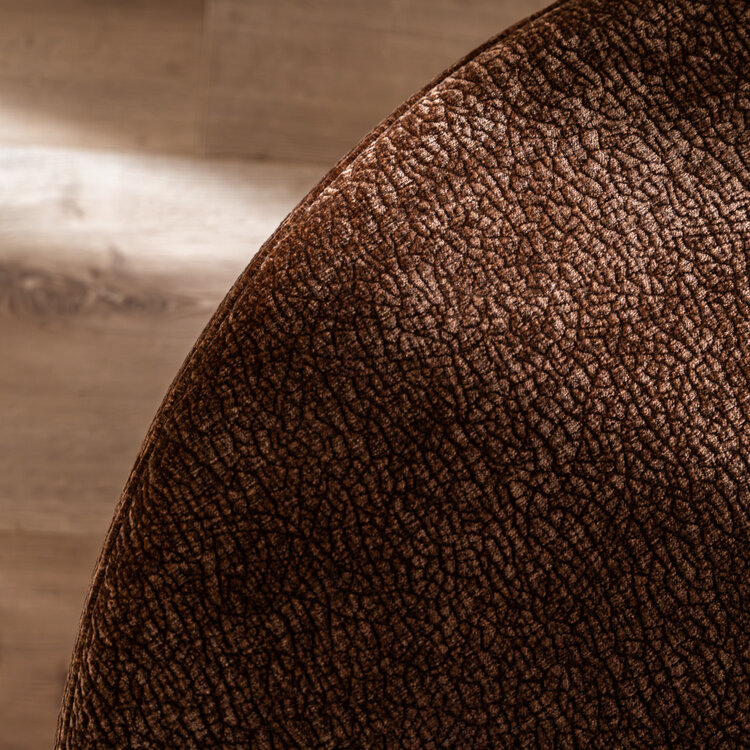 Hocker Chloe rund Chenille chocolate brown ø100 cm