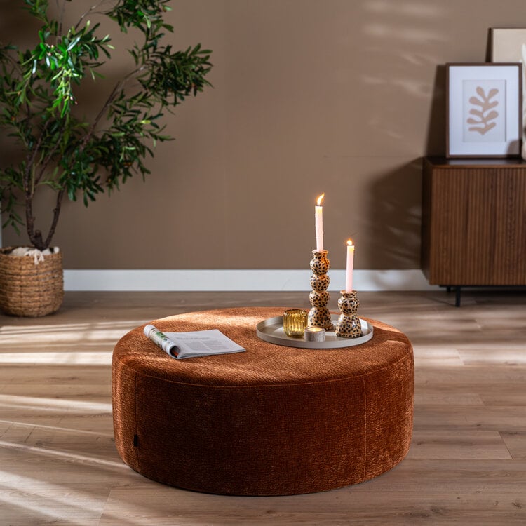 Hocker Chloe rund Chenille terrakotta ø100 cm