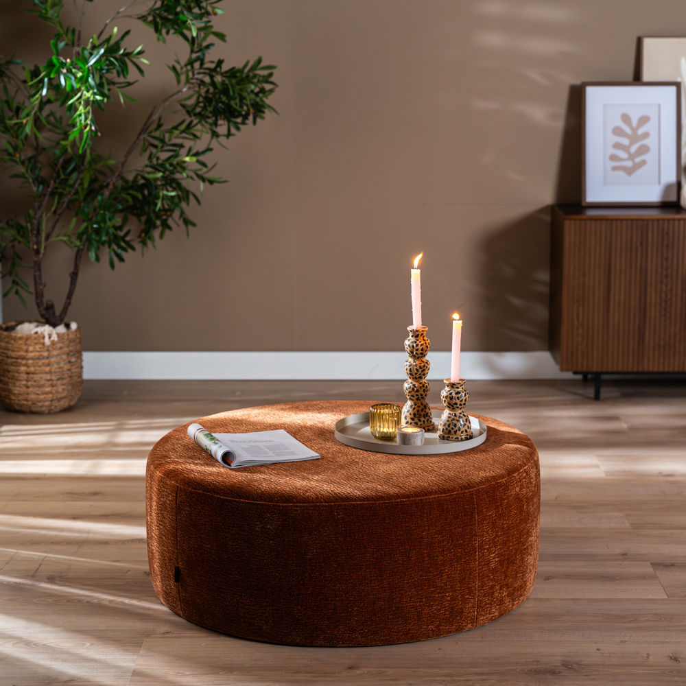 Hocker Chloe rund Chenille terrakotta ø100 cm