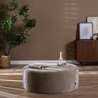 Hocker Chloe rund Chenille taupe ø100 cm