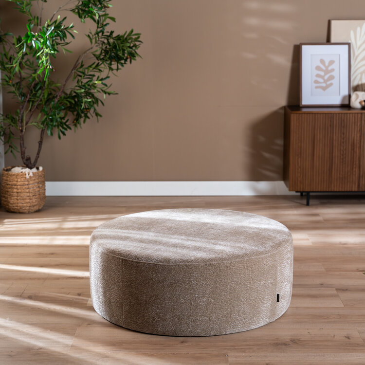 Hocker Chloe rund Chenille taupe ø100 cm