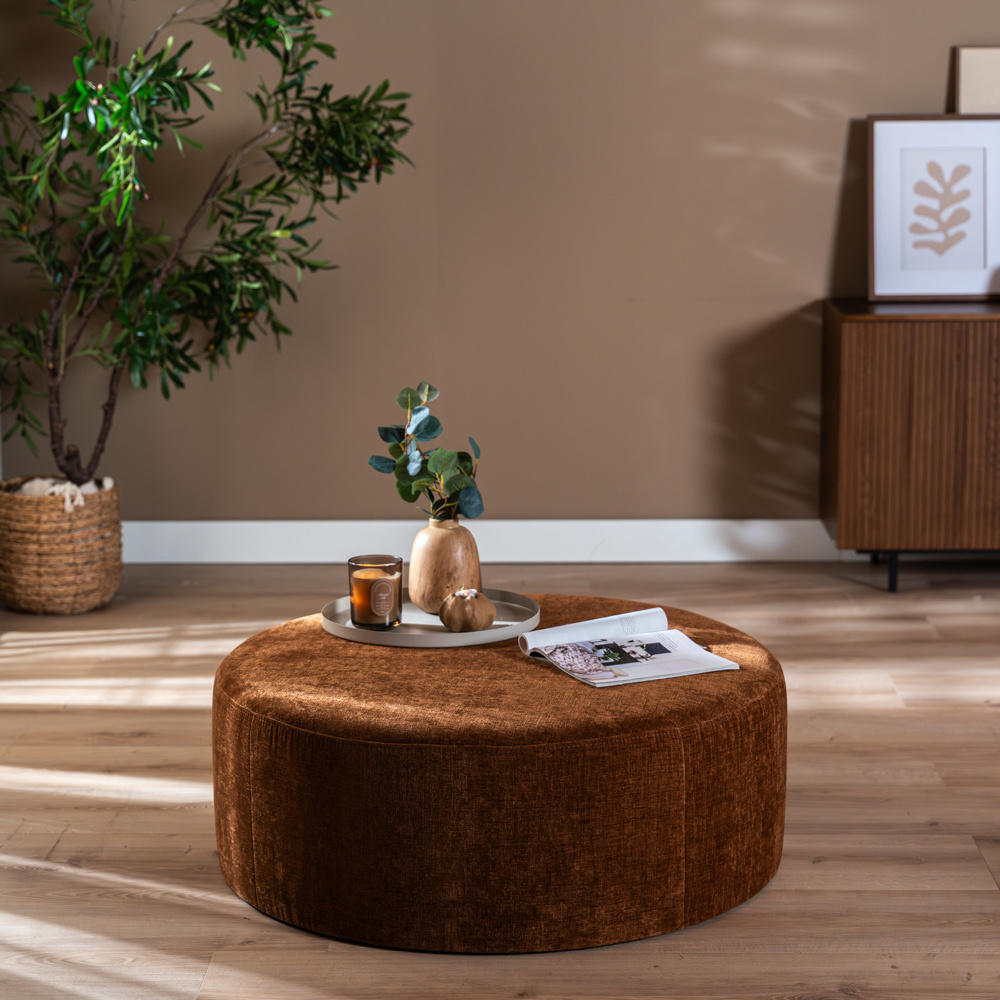 Hocker Elle rund Chenille kupfer ø100 cm