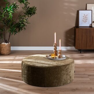 Hocker Elle rund Chenille olivgrün ø100 cm