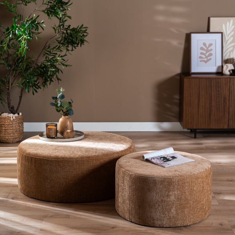 Hocker Elle rund Chenille peach ø100 cm