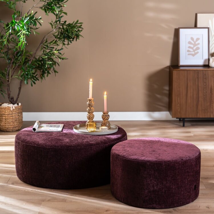 Hocker Elle rund Chenille lila ø100 cm