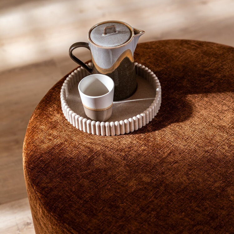 Hocker Elle rund Chenille kupfer ø70 cm