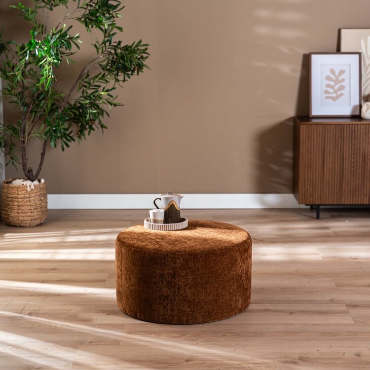Hocker Elle rund Chenille kupfer ø70 cm
