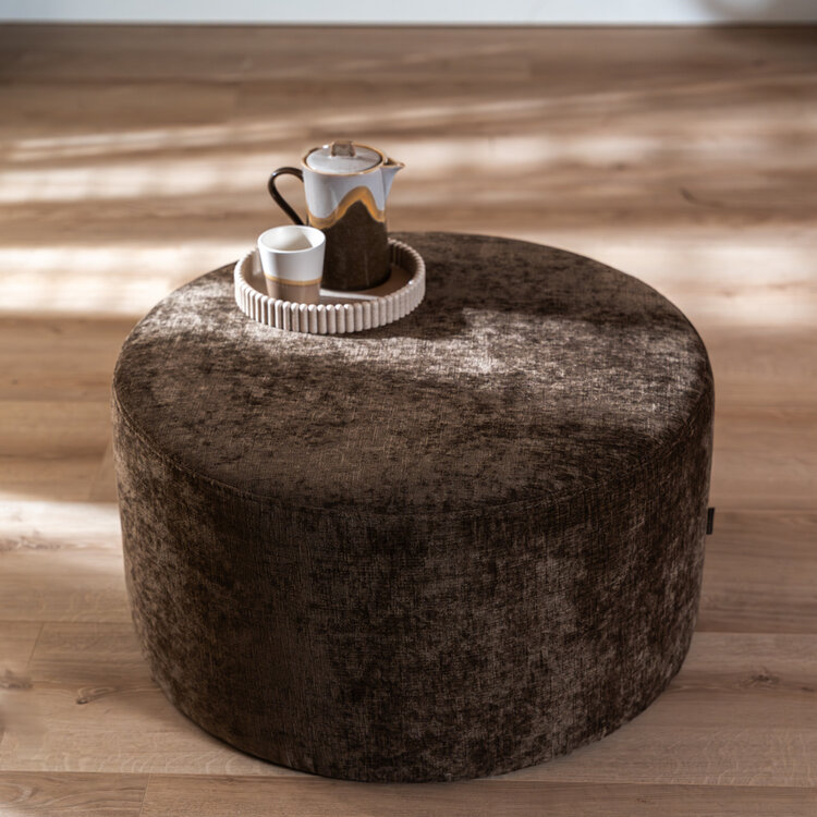 Hocker Elle rund Chenille mocha ø70cm