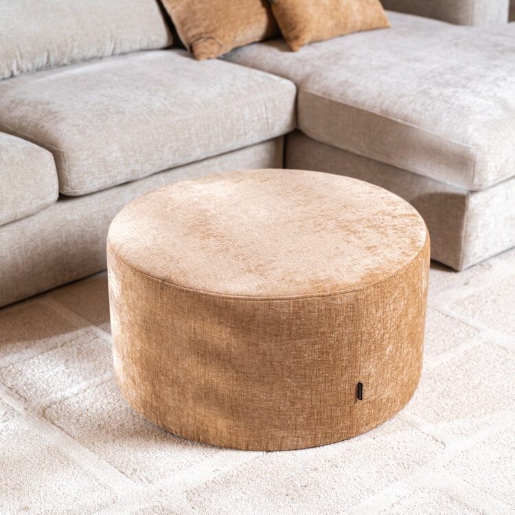 Hocker Elle rund Chenille peach ø70 cm