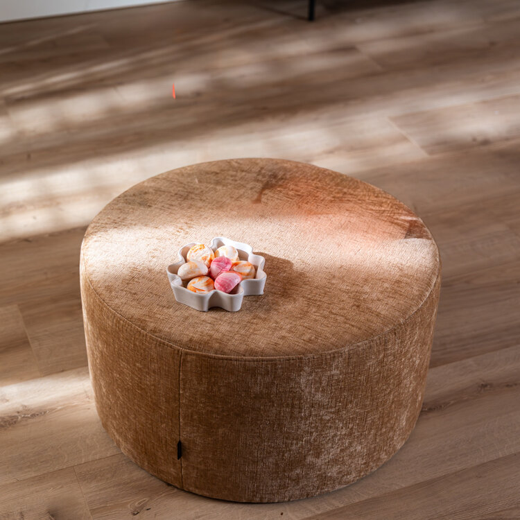 Hocker Elle rund Chenille peach ø70 cm