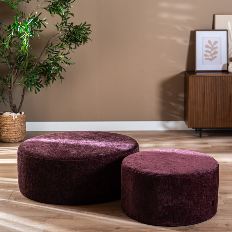 Hocker Elle rund Chenille lila ø70 cm