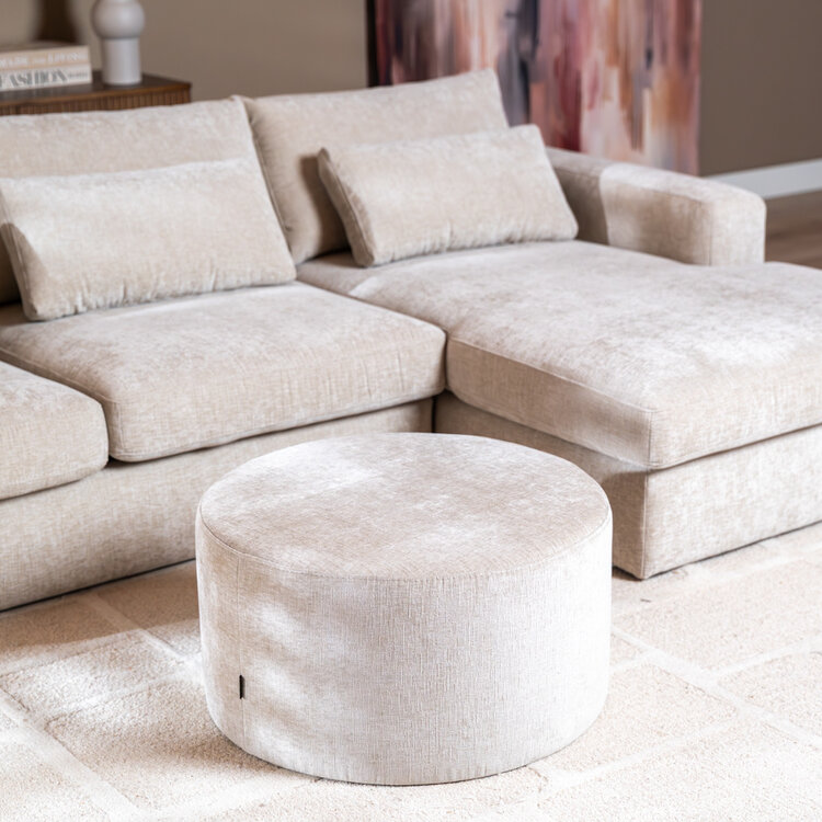 Hocker Elle rund Chenille sand ø70 cm