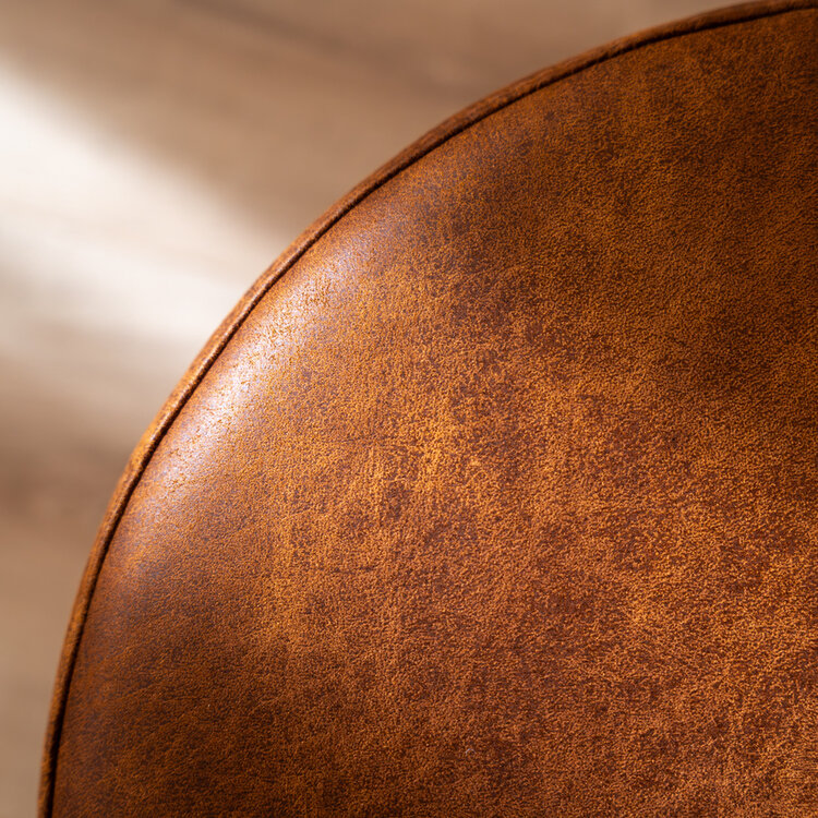 Hocker Kyla Eco-Leder rund cognac