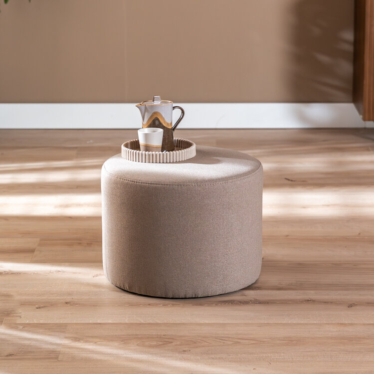 Hocker Hilda rund Stoff taupe