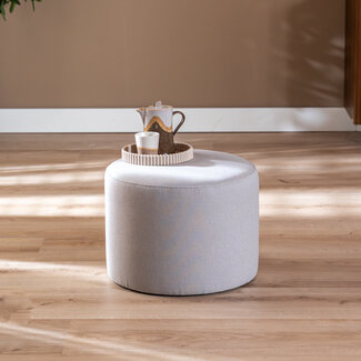 Hocker Hilda rund Stoff grau
