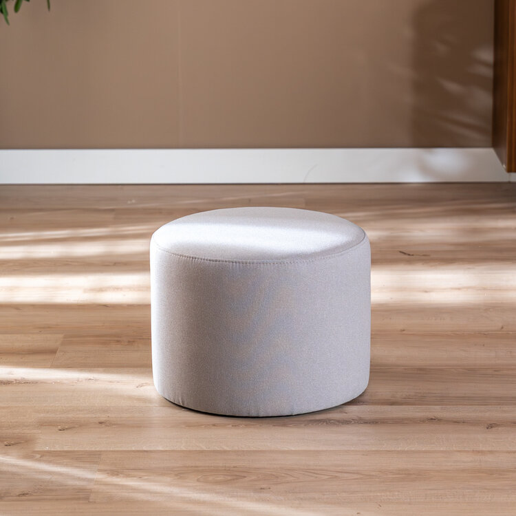Hocker Hilda rund Stoff grau