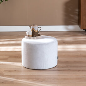 Hocker Myles Stoff rund weiß