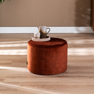 Samt Hocker Beau rund kupfer