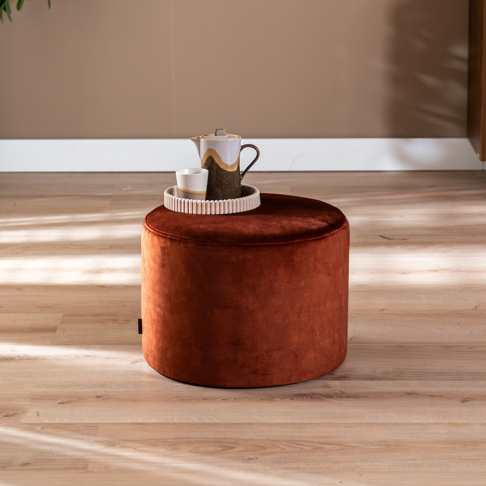 Samt Hocker Beau rund kupfer