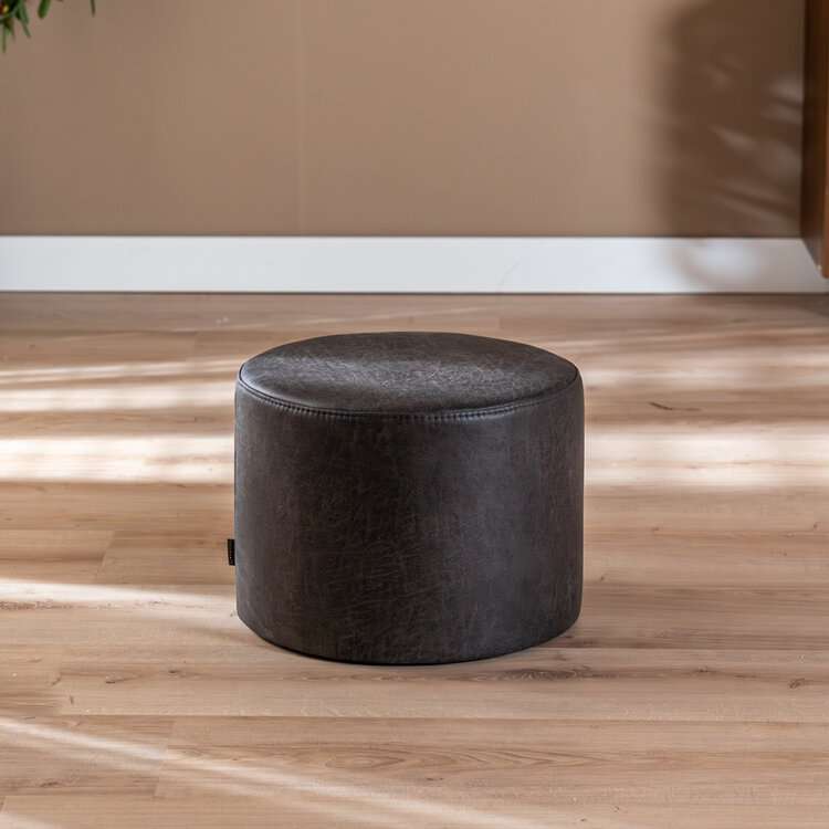Hocker Kyla Eco-Leder rund anthrazit