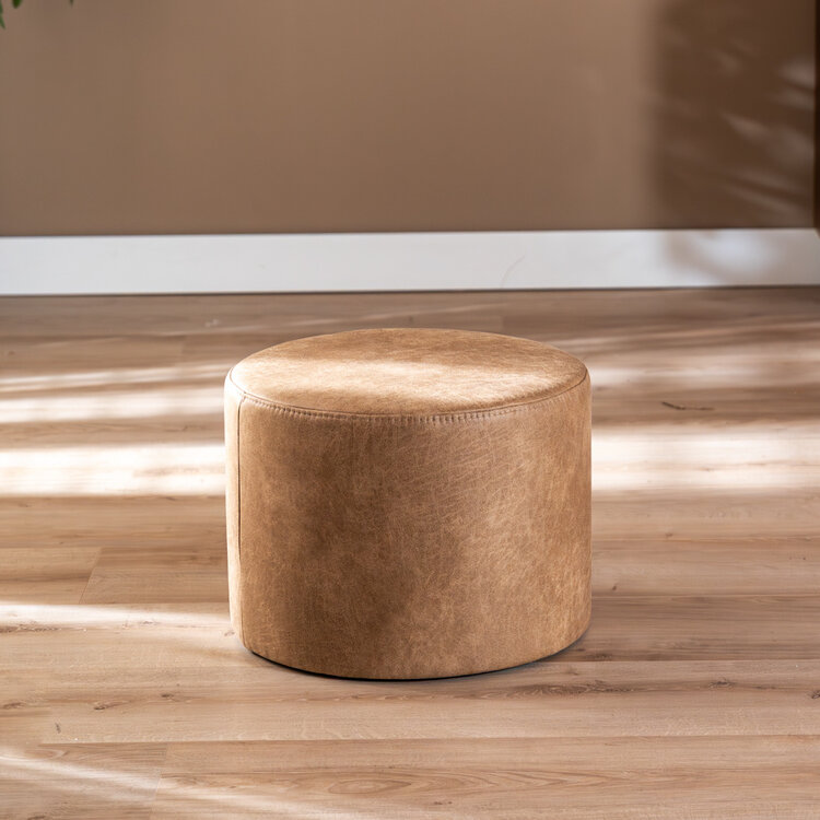 Hocker Kyla Eco-Leder rund beige