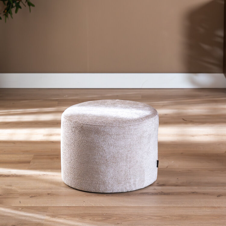 Bouclé Hocker Nora rund beige