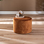 Samt Hocker Beau rund ockergelb/cognac