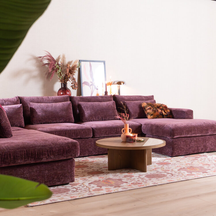 U-Sofa Kyle 6-Sitzer Chenille lila