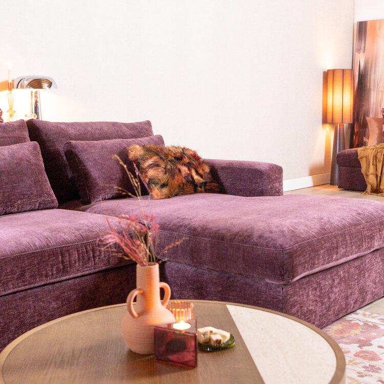 U-Sofa Kyle 6-Sitzer Chenille lila