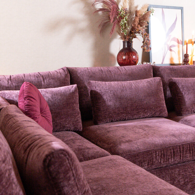 U-Sofa Kyle 6-Sitzer Chenille lila