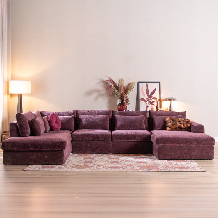 U-Sofa Kyle 6-Sitzer Chenille lila