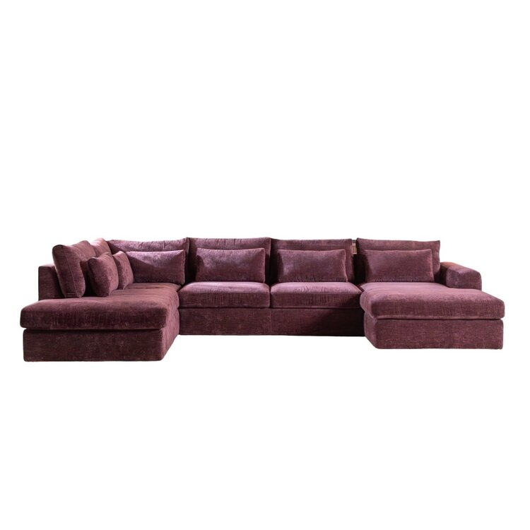 U-Sofa Kyle 6-Sitzer Chenille lila